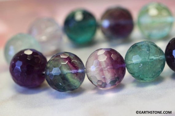 Xl/ Rainbow Fluorite 20mm Faceted Round Beads 16" Strand About 20pcs Natural Fluorite No Dyed For Jewelry Making