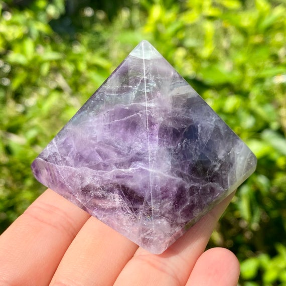 Rainbow Fluorite Pyramid: Purple Crystal Healing Stone