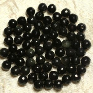 Fil 39cm 61pc env – Perles de Pierre – Obsidienne noire arc en ciel Boules facettées 6mm | Natural genuine faceted Rainbow Obsidian beads for beading and jewelry making.  #jewelry #beads #beadedjewelry #diyjewelry #jewelrymaking #beadstore #beading #affiliate #ad