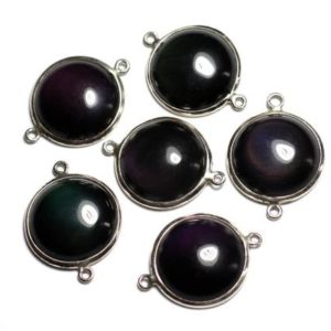 Shop Rainbow Obsidian Beads! 1pc – Connecteur Argent 925 et Pierre – Obsidienne Arc en Ciel Rond 20mm –  4558550082404 | Natural genuine round Rainbow Obsidian beads for beading and jewelry making.  #jewelry #beads #beadedjewelry #diyjewelry #jewelrymaking #beadstore #beading #affiliate #ad
