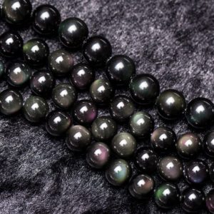 A Rainbow Obsidian Beads, Natural Gemstone Beads, Round Stone Beads 6mm 8mm 10mm 12mm 14mm 16mm 18mm 15'' | Natural genuine round Rainbow Obsidian beads for beading and jewelry making.  #jewelry #beads #beadedjewelry #diyjewelry #jewelrymaking #beadstore #beading #affiliate #ad