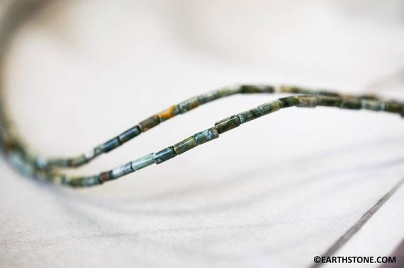 S/ Rhyolite 2x4mm Tube Beads 16" Strand Natural Rainforest Jasper Gemstone Beads For Jewelry Making