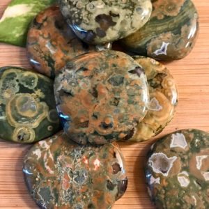 Rhyolite Tumbled smooth worry stones Shelf 2 | Natural genuine stones & crystals in various shapes & sizes. Buy raw cut, tumbled, or polished gemstones for making jewelry or crystal healing energy vibration raising reiki stones. #crystals #gemstones #crystalhealing #crystalsandgemstones #energyhealing #affiliate #ad