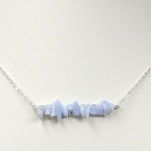 Shop Blue Lace Agate Necklaces! Raw Blue Lace Agate Chip Necklace, Blue Lace Necklace, Blue Agate, Blue Lace Necklace, Blue Chalcedony Lace, Gemstone Necklace | Natural genuine Blue Lace Agate necklaces. Buy crystal jewelry, handmade handcrafted artisan jewelry for women.  Unique handmade gift ideas. #jewelry #beadednecklaces #beadedjewelry #gift #shopping #handmadejewelry #fashion #style #product #necklaces #affiliate #ad