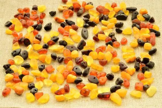 Raw Natural Amber Beads 5-200 Grams Chip Beads (4-7mm) Jewelry Supplies Beads, Baltic Amber Beads, Mixed Color Beads