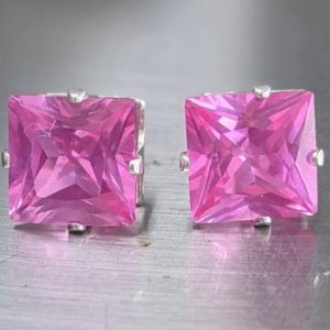 Shop Pink Sapphire Jewelry! Real Pink Sapphire Stud Earrings. Pink Sapphire Earrings 8mm Silver or solid gold Women's Birthday Gift –  6ct Genuine Gemstone Jewelry | Natural genuine Pink Sapphire jewelry. Buy crystal jewelry, handmade handcrafted artisan jewelry for women.  Unique handmade gift ideas. #jewelry #beadedjewelry #beadedjewelry #gift #shopping #handmadejewelry #fashion #style #product #jewelry #affiliate #ad