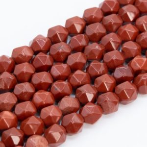 Shop Red Jasper Faceted Beads! Genuine Natural Dark Red Jasper Loose Beads Brazil Star Cut Faceted Shape 5-6mm 7-8mm 9-10mm | Natural genuine faceted Red Jasper beads for beading and jewelry making.  #jewelry #beads #beadedjewelry #diyjewelry #jewelrymaking #beadstore #beading #affiliate #ad