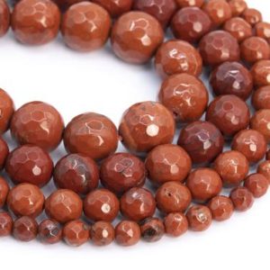 Shop Red Jasper Faceted Beads! Genuine Natural Red Jasper Loose Beads Grade AAA Micro Faceted Round Shape 6mm 8mm 10mm 12mm | Natural genuine faceted Red Jasper beads for beading and jewelry making.  #jewelry #beads #beadedjewelry #diyjewelry #jewelrymaking #beadstore #beading #affiliate #ad