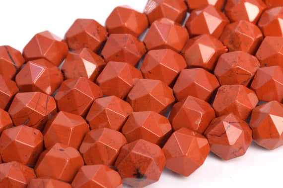 Genuine Natural Red Jasper Loose Beads Grade Aa Star Cut Faceted Shape 5-6mm 7-8mm