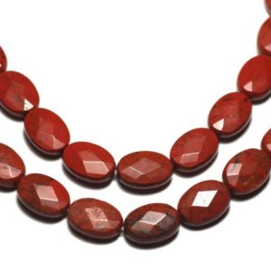 Shop Red Jasper Faceted Beads! Fil 39cm 32pc env – Perles de Pierre – Jaspe Rouge Ovales Facettés 14x10mm | Natural genuine faceted Red Jasper beads for beading and jewelry making.  #jewelry #beads #beadedjewelry #diyjewelry #jewelrymaking #beadstore #beading #affiliate #ad