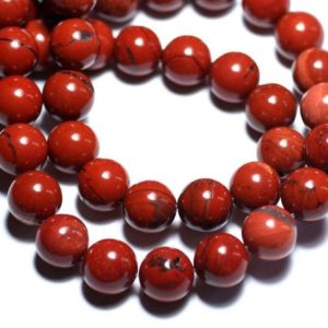 Shop Red Jasper Beads! 10pc – Perles Pierre – Jaspe Rouge Boules 8mm Rouge marron brique – 4558550026132 | Natural genuine beads Red Jasper beads for beading and jewelry making.  #jewelry #beads #beadedjewelry #diyjewelry #jewelrymaking #beadstore #beading #affiliate #ad