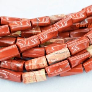 Shop Red Jasper Beads! 15.5" 9x20mm red jasper Twisted Column/tube beads, Natural gemstone/semi precious stone JGDOT | Natural genuine beads Red Jasper beads for beading and jewelry making.  #jewelry #beads #beadedjewelry #diyjewelry #jewelrymaking #beadstore #beading #affiliate #ad