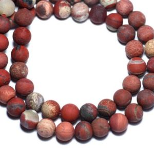Shop Red Jasper Bead Shapes! Wire 39cm 46pc env – stone beads – red Jasper matte frosted balls 8 mm | Natural genuine other-shape Red Jasper beads for beading and jewelry making.  #jewelry #beads #beadedjewelry #diyjewelry #jewelrymaking #beadstore #beading #affiliate #ad