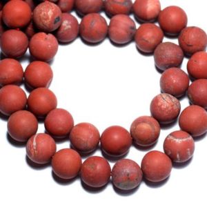 Shop Red Jasper Bead Shapes! Wire 39cm 37pc env – stone beads – red Jasper matte frosted balls 10 mm | Natural genuine other-shape Red Jasper beads for beading and jewelry making.  #jewelry #beads #beadedjewelry #diyjewelry #jewelrymaking #beadstore #beading #affiliate #ad