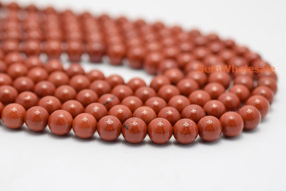 15.5" Natural Red Jasper 4mm/6mm/8mm Round Beads, Semi-precious Stone, Red Color Jewelry Beads, Gemstone Wholesaler