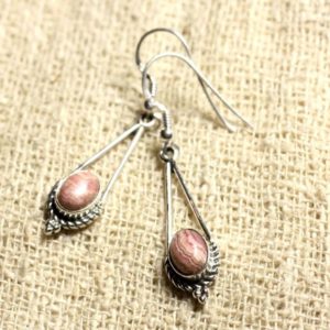 Shop Rhodochrosite Earrings! BO212 – Boucles oreilles Argent 925 30mm – Rhodochrosite Ovales 9x7mm | Natural genuine Rhodochrosite earrings. Buy crystal jewelry, handmade handcrafted artisan jewelry for women.  Unique handmade gift ideas. #jewelry #beadedearrings #beadedjewelry #gift #shopping #handmadejewelry #fashion #style #product #earrings #affiliate #ad