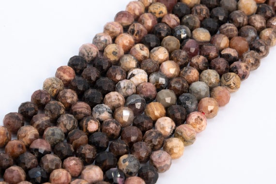 Genuine Natural Multicolor Rhodochrosite Loose Beads Faceted Round Shape 7mm