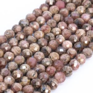 Shop Rhodochrosite Faceted Beads! Genuine Natural Pink Brown Rhodochrosite Loose Beads Grade A Faceted Round Shape 6mm | Natural genuine faceted Rhodochrosite beads for beading and jewelry making.  #jewelry #beads #beadedjewelry #diyjewelry #jewelrymaking #beadstore #beading #affiliate #ad