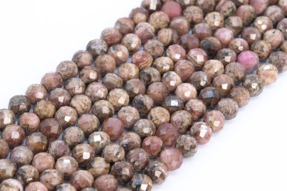 Genuine Natural Pink Brown Rhodochrosite Loose Beads Grade A Faceted Round Shape 6mm