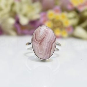 Shop Rhodochrosite Rings! Rhodochrosite Stone Ring, Sterling Silver Ring, Oval Stone Ring, Statement Ring, Cabochon Gemstone, Silver Band Ring, Natural Gemstone, Sale | Natural genuine Rhodochrosite rings, simple unique handcrafted gemstone rings. #rings #jewelry #shopping #gift #handmade #fashion #style #affiliate #ad