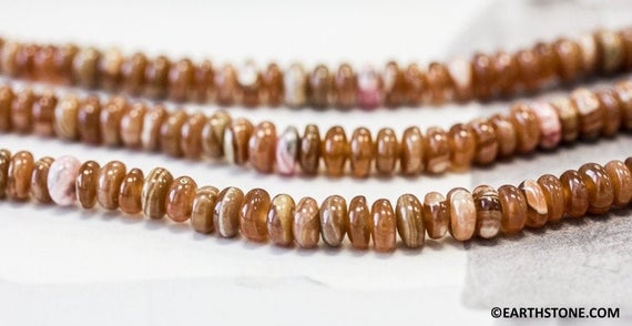 S/ Brown Rhodochrosite 6mm/ 5-5.5mm Rondelle 15.5" Strand Natural Gemstone Beads For Jewelry Making