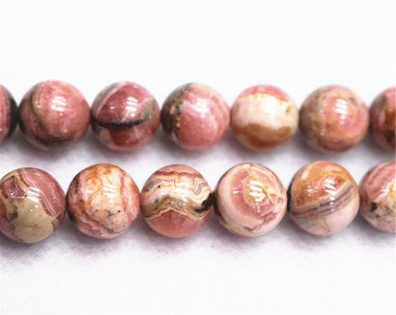 Natural Rhodochrosite Gemstone Round Beads,natural Rhodochrosite Beads,4mm 6mm 8mm 10mm 12mmnatural Beads,one Strand 15",rhodochrosite Beads