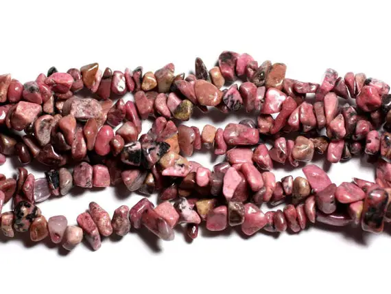 120pc Environ - Perles Pierre - Rhodonite Rocailles Chips 4-10mm Rose Gris Noir - 7427039736152