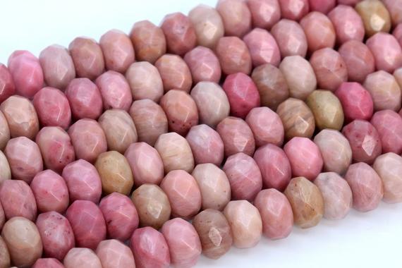 Genuine Natural Haitian Flower Rhodonite Loose Beads Faceted Rondelle Shape 8x5mm