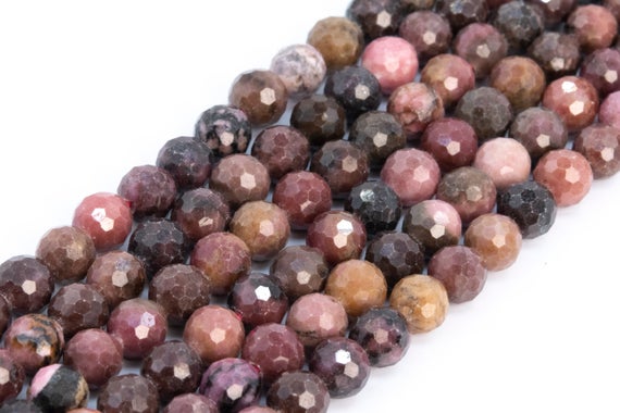Genuine Natural Multicolor Rhodonite Loose Beads Grade A Micro Faceted Round Shape 6mm
