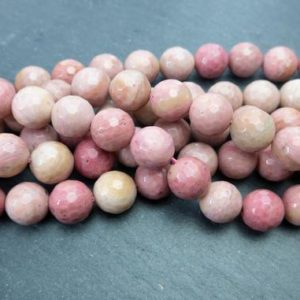 pink rhodonite  beads – faceted round  beads – natural pink gemstone beads – faceted stone loose beads  -15inch | Natural genuine faceted Rhodonite beads for beading and jewelry making.  #jewelry #beads #beadedjewelry #diyjewelry #jewelrymaking #beadstore #beading #affiliate #ad