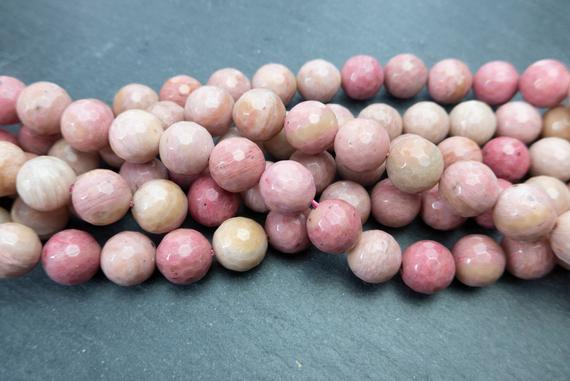 Pink Rhodonite  Beads - Faceted Round  Beads - Natural Pink Gemstone Beads - Faceted Stone Loose Beads  -15inch