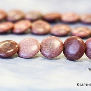 Shop Rhodonite Bead Shapes! M/ Rhodonite 12mm/ 8mm Lentil Loose beads 15.5" strand Natural pink gemstone beads For jewelry making | Natural genuine other-shape Rhodonite beads for beading and jewelry making.  #jewelry #beads #beadedjewelry #diyjewelry #jewelrymaking #beadstore #beading #affiliate #ad