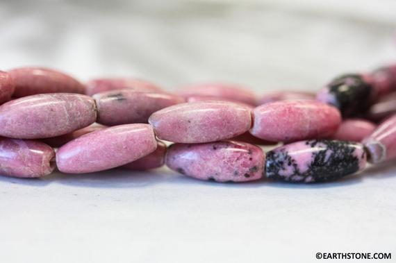 S/ Rhodonite 6x15mm Oval Rice Beads 15.5" Strand Natural Gemstone Beads For Jewelry Making