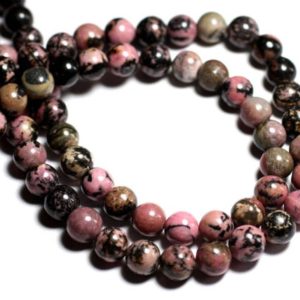 Shop Rhodonite Bead Shapes! Fil 39cm 32pc env – Perles de Pierre – Rhodonite rose et noir Boules 12mm | Natural genuine other-shape Rhodonite beads for beading and jewelry making.  #jewelry #beads #beadedjewelry #diyjewelry #jewelrymaking #beadstore #beading #affiliate #ad
