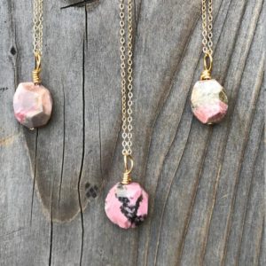 Rhodonite / Rhodonite Pendant / Rhodonite Necklace / Grounding Stone / Chakra Jewelry / Reiki Jewelry / Gold Filled | Natural genuine Rhodonite pendants. Buy crystal jewelry, handmade handcrafted artisan jewelry for women.  Unique handmade gift ideas. #jewelry #beadedpendants #beadedjewelry #gift #shopping #handmadejewelry #fashion #style #product #pendants #affiliate #ad