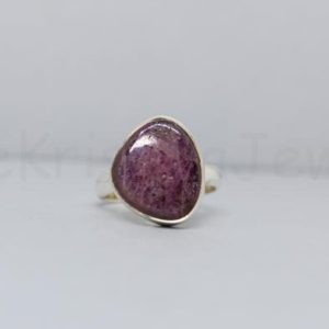 Shop Rhodonite Rings! Rhodonite Ring, Sterling Silver Ring, Free Form Ring, Simple Ring, Statement Ring, Simple Band, Rhodonite Jewelry, Boho Ring, Dainty Ring | Natural genuine Rhodonite rings, simple unique handcrafted gemstone rings. #rings #jewelry #shopping #gift #handmade #fashion #style #affiliate #ad