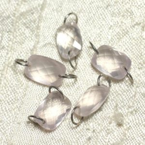 Shop Rose Quartz Faceted Beads! 1pc – stone and 925 Silver – 4558550001498 12x9mm faceted Rectangle Rose Quartz bead component | Natural genuine faceted Rose Quartz beads for beading and jewelry making.  #jewelry #beads #beadedjewelry #diyjewelry #jewelrymaking #beadstore #beading #affiliate #ad