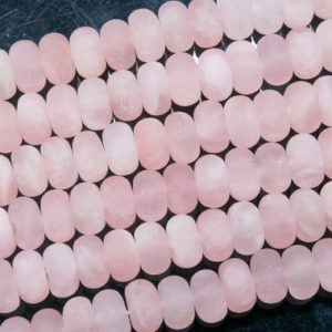 Shop Rose Quartz Rondelle Beads! Genuine Natural Matte Pink Rose Quartz Loose Beads Rondelle Shape 10x6MM | Natural genuine rondelle Rose Quartz beads for beading and jewelry making.  #jewelry #beads #beadedjewelry #diyjewelry #jewelrymaking #beadstore #beading #affiliate #ad