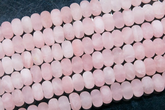 Genuine Natural Matte Pink Rose Quartz Loose Beads Rondelle Shape 10x6mm