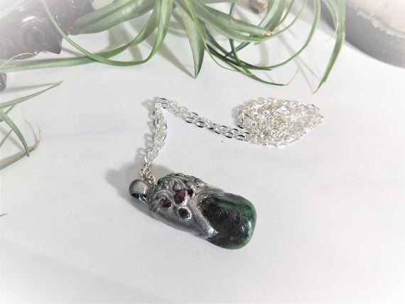 Ruby In Zoisite Pendant, Ruby Pendant, Zoisite Ruby Necklace, Ruby Zoisite Necklace, Heart Chakra Necklace