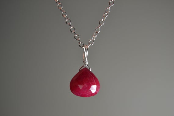 Genuine Ruby Necklace In Sterling Silver, 14k Gold Fill // July Birthstone // Ruby Anniversary // Dainty Ruby Jewelry // Valentine's Day