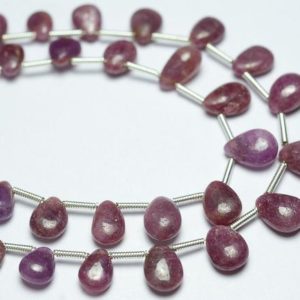 Shop Ruby Bead Shapes! Natural Ruby Plain Beads 3.5x5mm to 8x10mm Smooth Pear Briolettes Gemstone Beads Rare Ruby Beads Precious Beads – 7 Inches Strand No2005 | Natural genuine other-shape Ruby beads for beading and jewelry making.  #jewelry #beads #beadedjewelry #diyjewelry #jewelrymaking #beadstore #beading #affiliate #ad