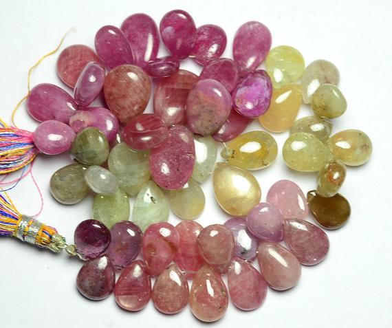 8.5 Inches Strand Natural Multi Ruby Beads 8x10mm To 11x15mm Smooth Pear Briolettes Gemstone Beads Superb Pink Ruby Precious Beads No3653