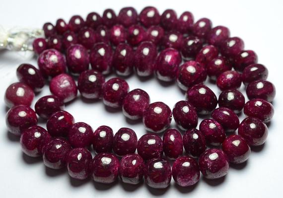 20.5 Inches Strand Natural Ruby Plain Rondelle 7mm To 13mm, 636 Carats Smooth Rondelles Gemstone Beads Superb Ruby Rondelles Beads No2465