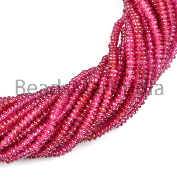 2-3.5mm Longido Ruby Smooth Rondelle Beads, Plain Ruby Rondelle Beads, Aaa Quality Beads, Longido Ruby Rondelle Beads, Ruby Rondelle Beads