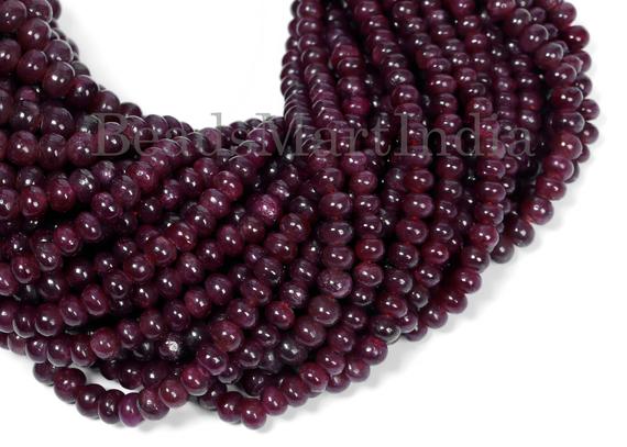 Ruby Smooth Rondelle 4-7 Mm Natural Beads, Ruby Beads, Ruby Smooth Beads, Ruby Rondelle Shape Beads, Ruby Plain Rondelle Beads, Ruby
