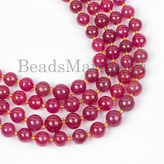 Natural Ruby Plain Round Beads, Natural Ruby Round Beads, Plain Natural Ruby Beads, Natural Ruby Beads, Plain Round Beads
