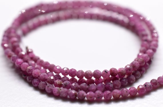 Ruby Round Shape Faceted Beads 3.mm Approx 13"inches Natural Top Quality Wholesaler Price.
