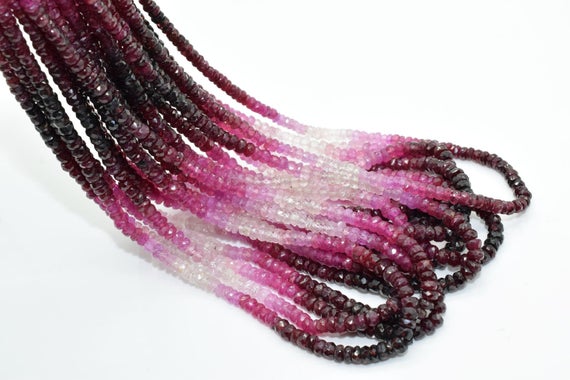 Ruby Shaded Faceted Beads,natural Ruby Rondelle Beads,3mm To 3.5mm Faceted Beads,ruby Faceted Beads,jewelry Making Supply,ruby Beads Strand
