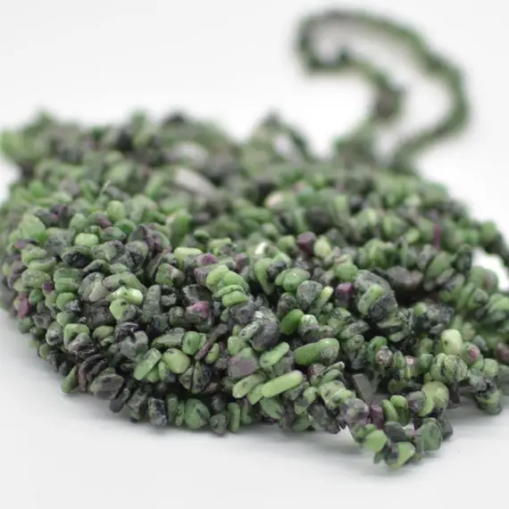 Ruby Zoisite Gemstone Chips Nuggets Beads - 5mm - 8mm - 32" Strand